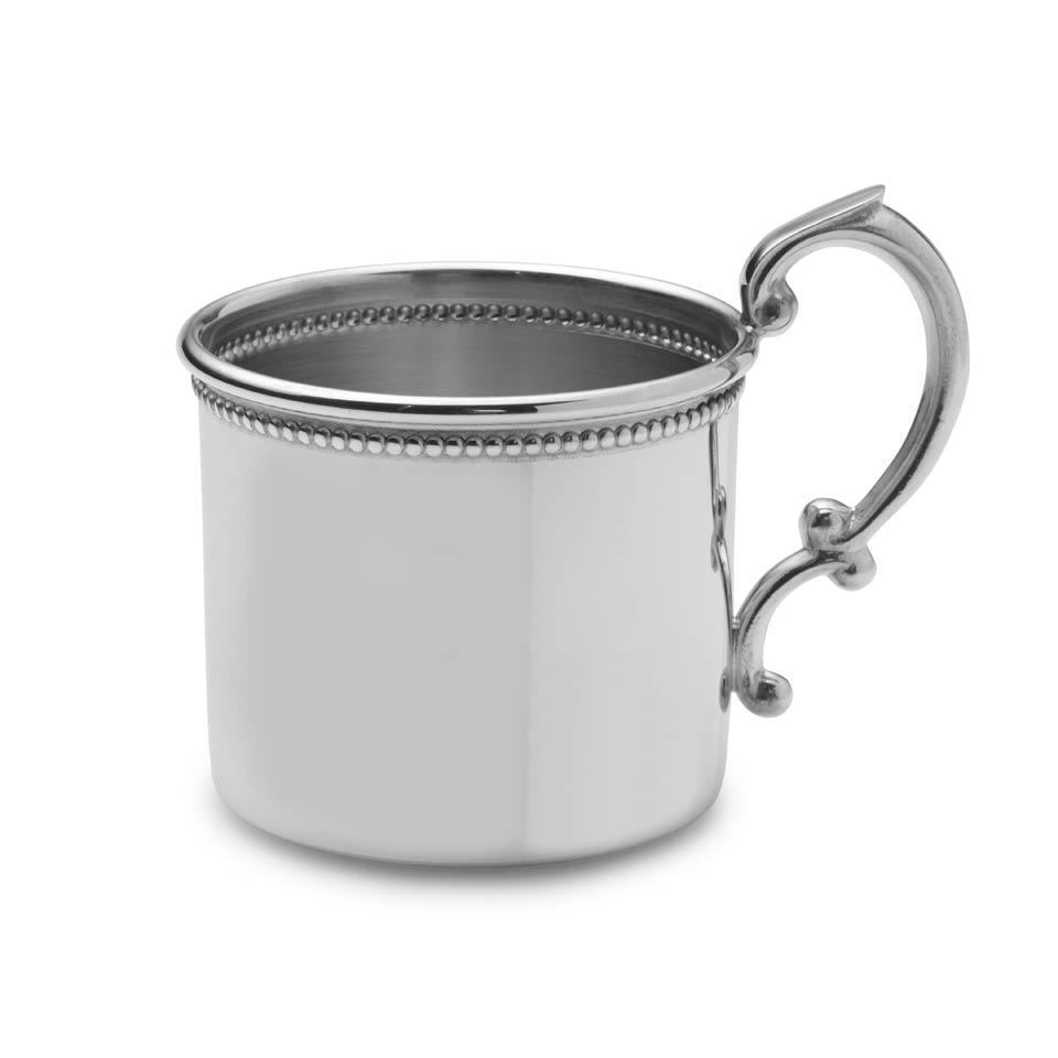 Empire Silver Polished Pewter Beaded Rim Baby Cup