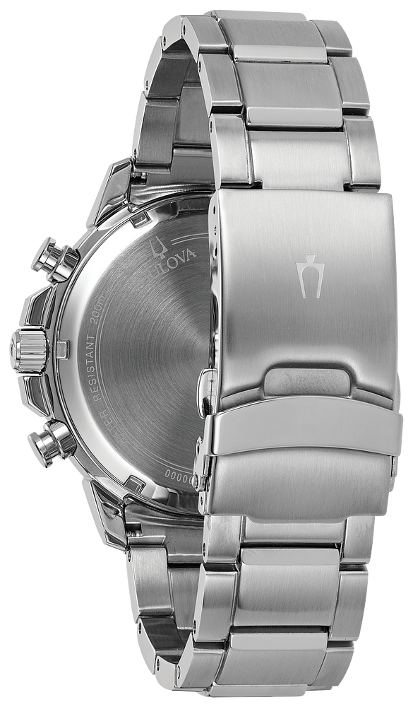 Bulova Marine Star Stainless Steel & Black Dial Chronograph Watch
