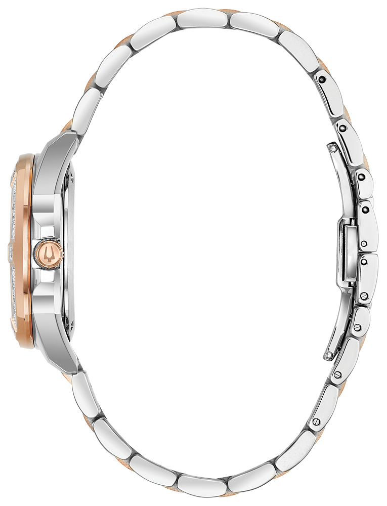 Bulova Ladies Marine Star Silver, Rose Gold, Diamond & Mother of Pearl Watch