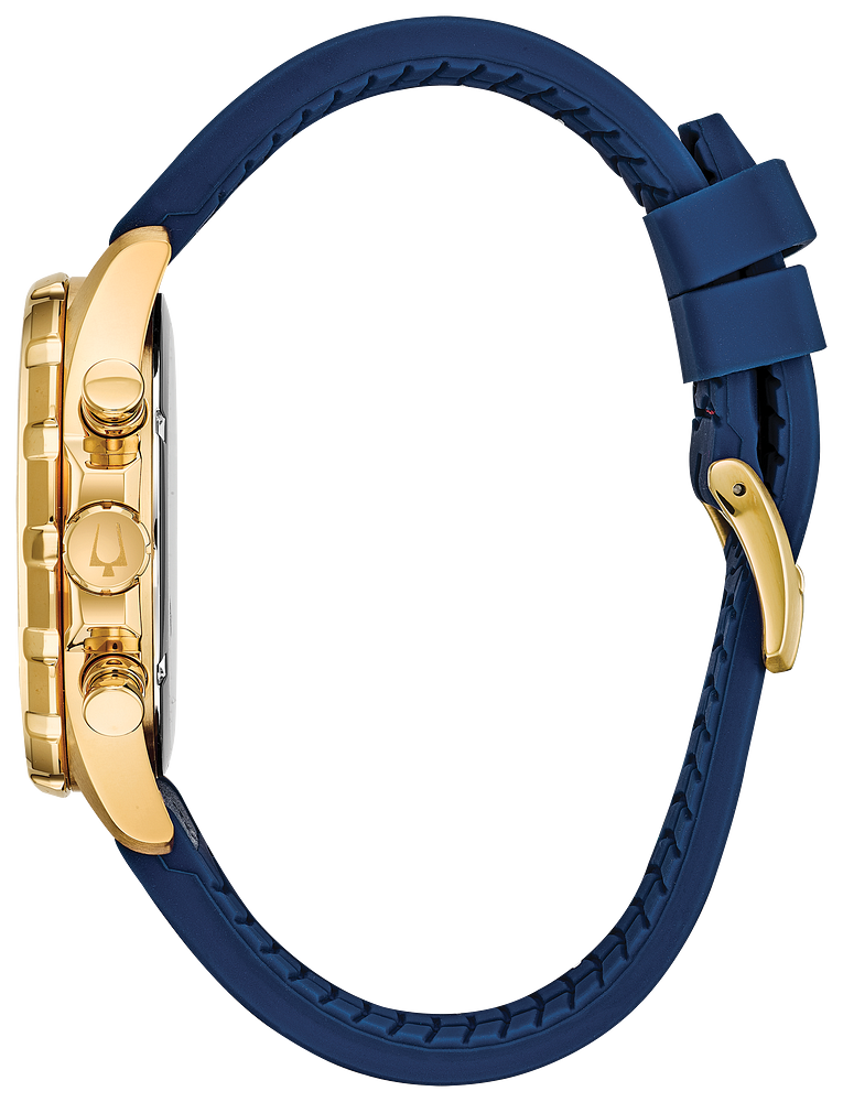 Bulova Marine Star Blue & Gold Chronograph Watch with Leather Strap