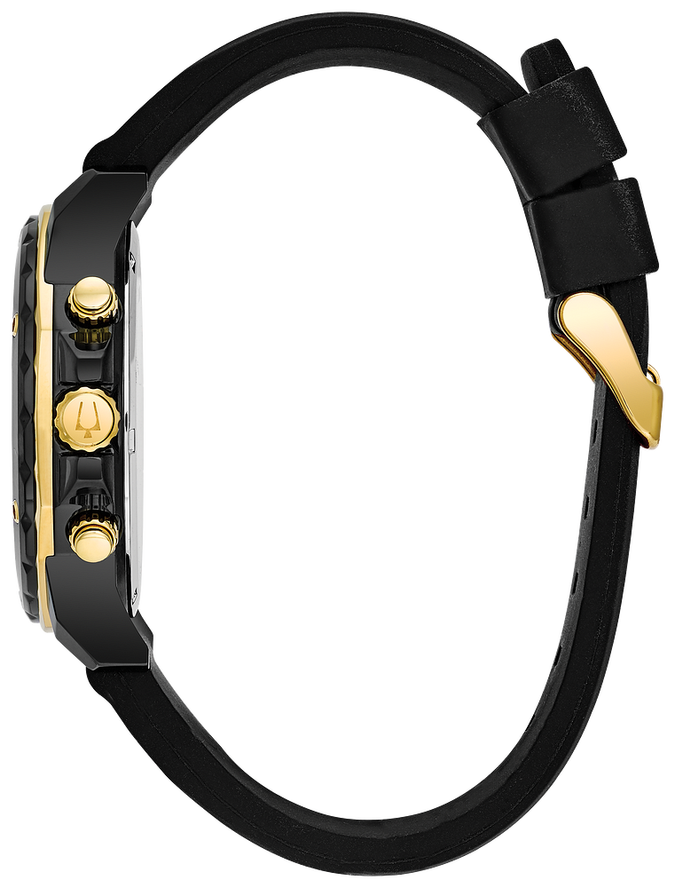 Bulova Marine Star Black & Gold Chronograph Watch with Silicon Strap