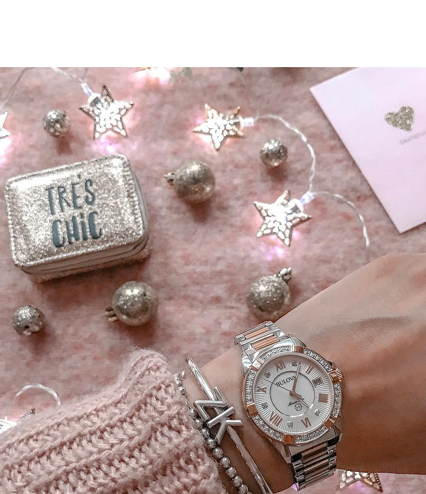 Bulova Ladies Marine Star Silver, Rose Gold, Diamond & Mother of Pearl Watch