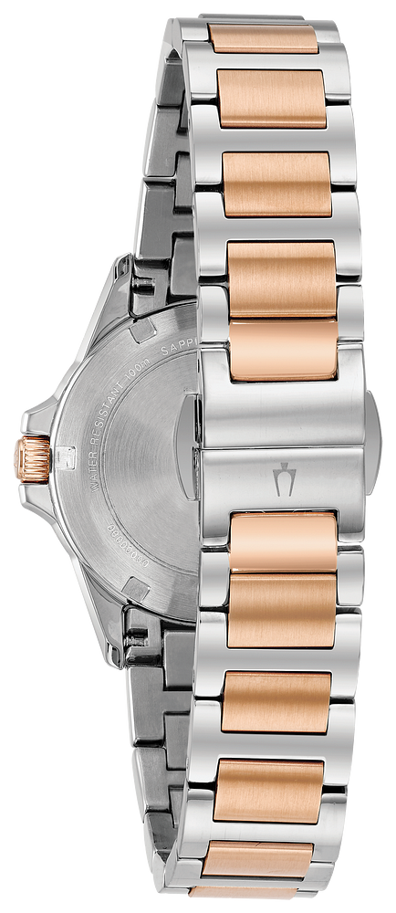 Bulova Ladies Marine Star Silver, Rose Gold, Diamond & Mother of Pearl Watch