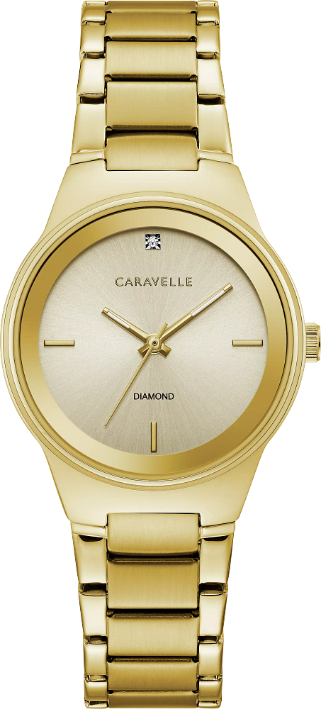Caravelle by Bulova Ladies Modern Gold Diamond Watch