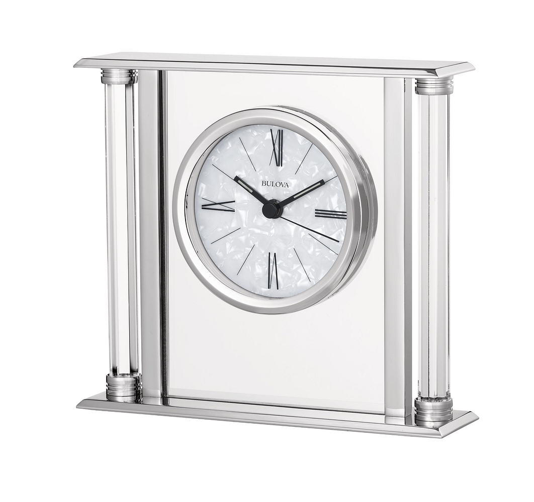 Bulova Mother of Pearl Dial Silver Clock