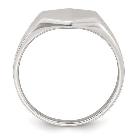 Sterling Silver Polished Hexagon Mens Signet Ring
