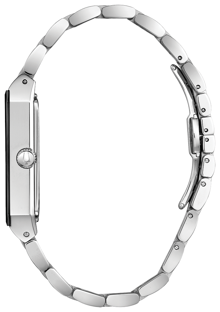Bulova Quadra Silver, Diamond & Black Dial Tank Watch