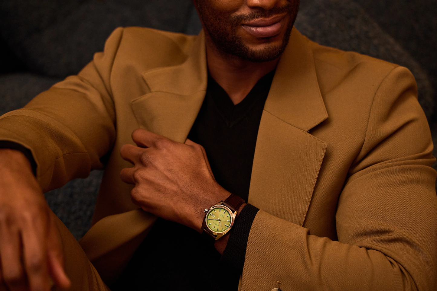 Bulova Surveyor Green Dial Silver Automatic Watch with Dark Brown Leather Strap