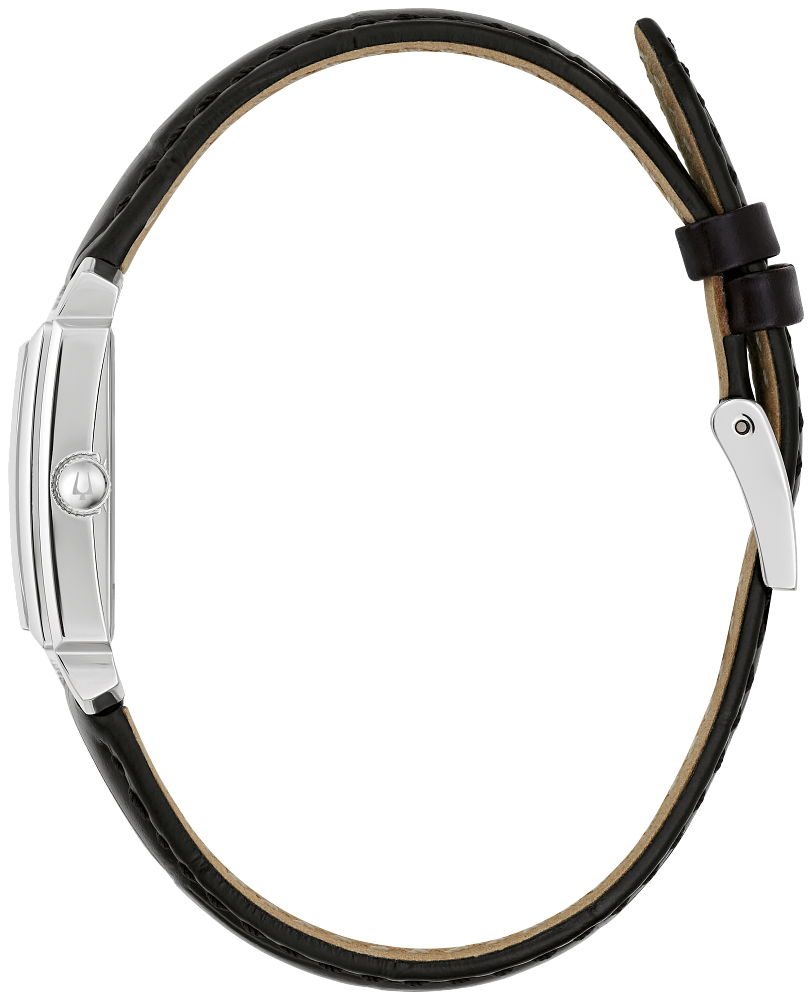 Bulova Ladies Sutton Mother of Pearl Dial with Black Leather Strap Watch