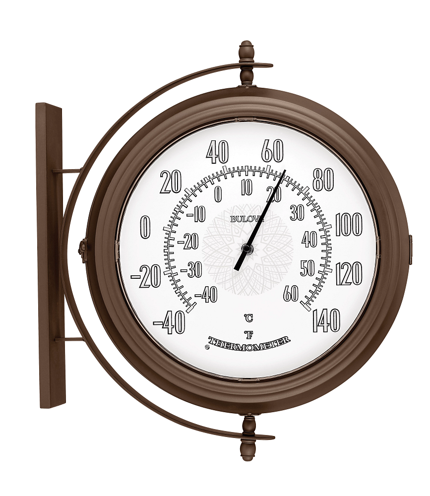 Bulova Town Crier Bronze Outdoor Double-Sided Clock Thermometer