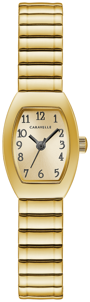 Caravelle by Bulova Ladies Traditional Gold Watch with Expansion Bracelet