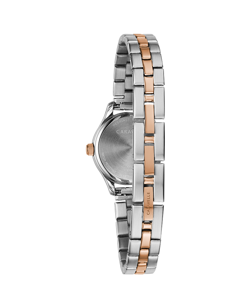 Caravelle by Bulova Ladies Traditional Stainless Steel & Rose Gold Watch