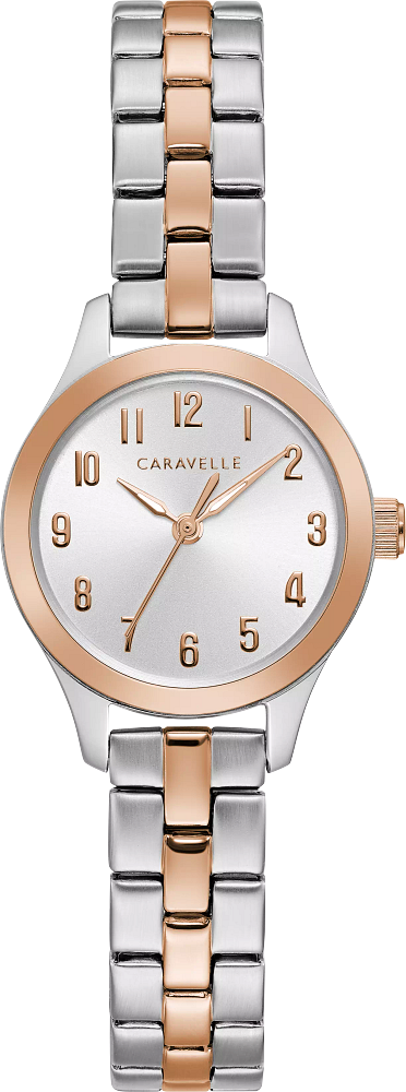 Caravelle by Bulova Ladies Traditional Stainless Steel & Rose Gold Watch