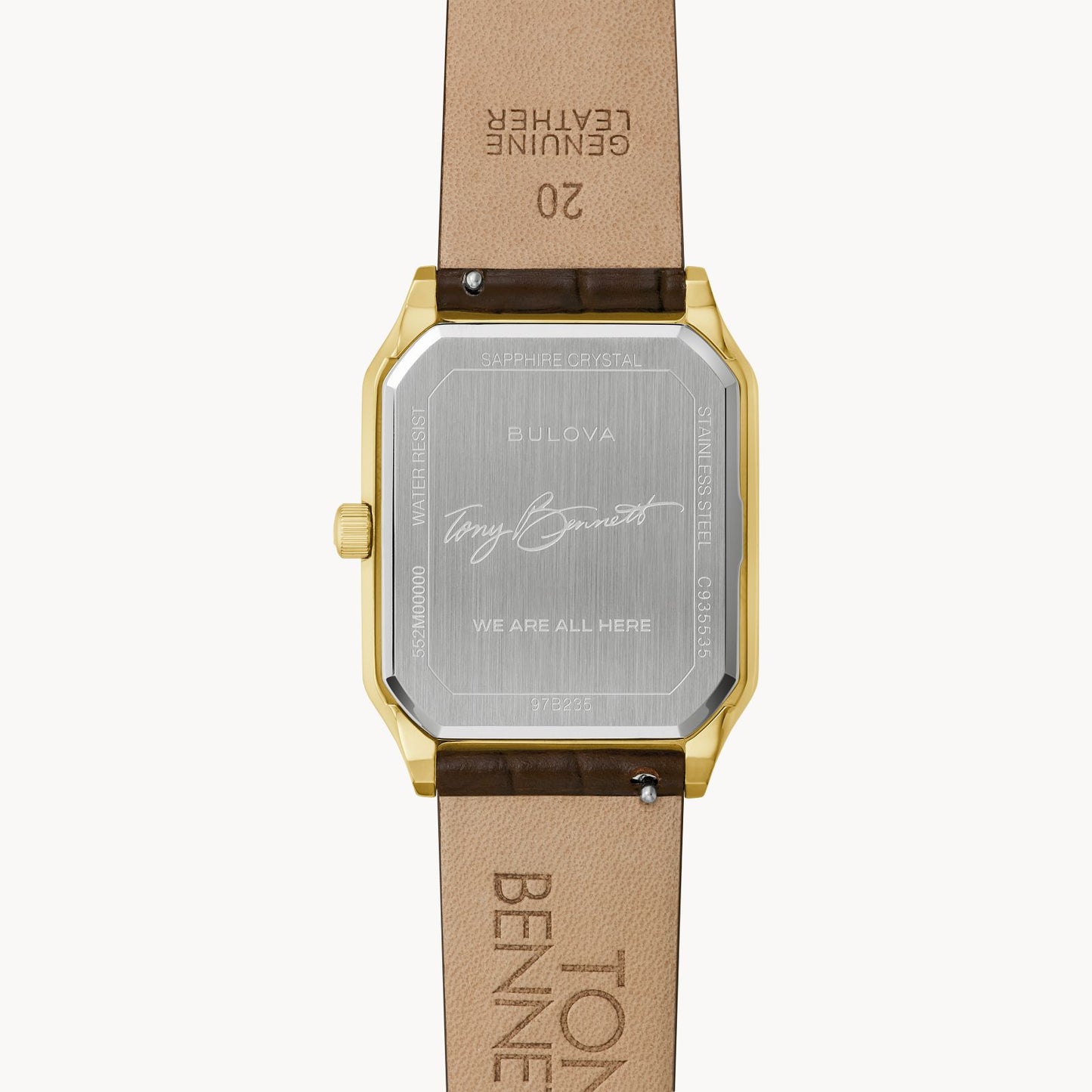 Bulova Black Dial, Gold Case with Brown Leather Strap Tony Bennett "We Are All Here" Watch