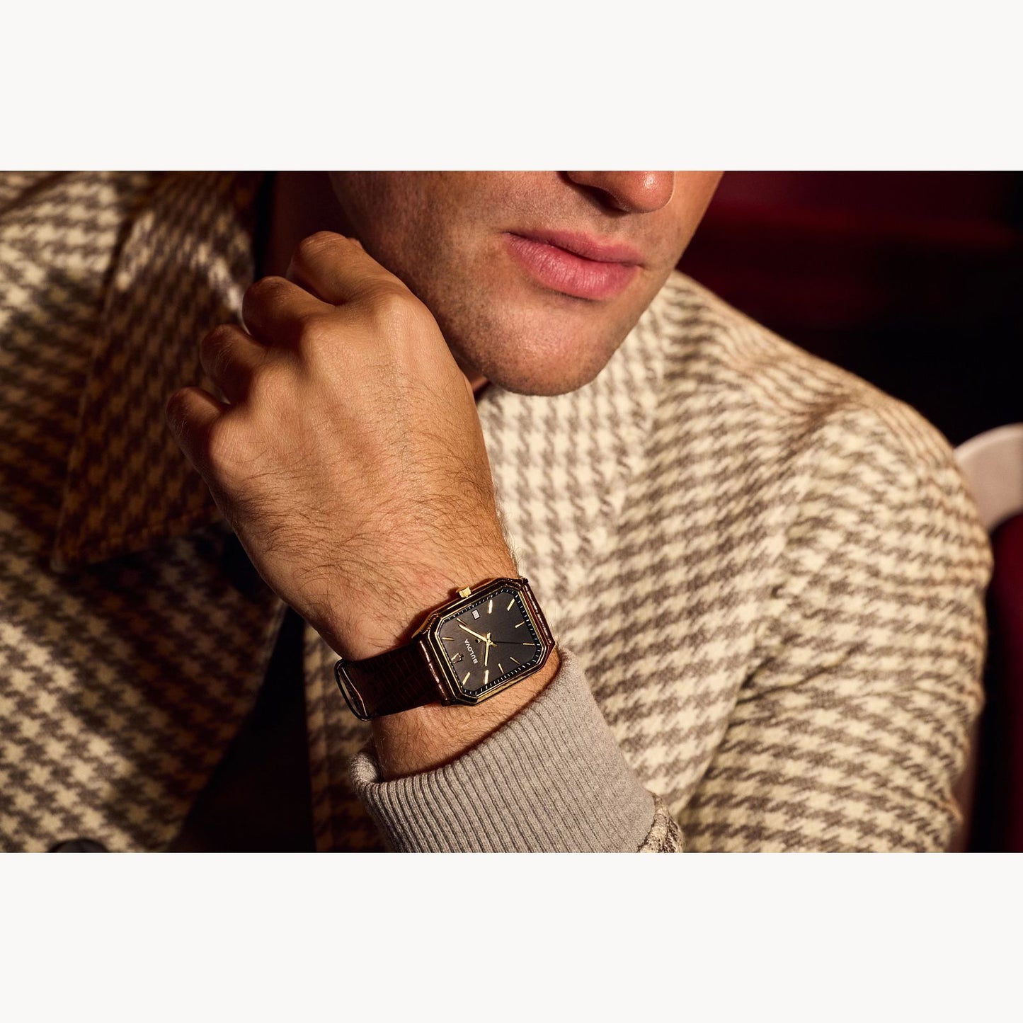 Bulova Black Dial, Gold Case with Brown Leather Strap Tony Bennett "We Are All Here" Watch