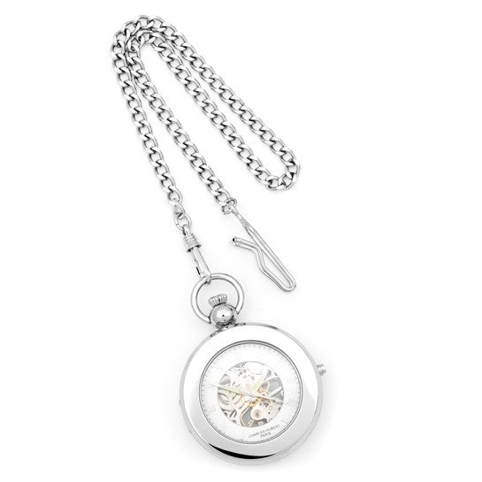 Charles Hubert Chrome 2 Photo Locket Mechanical Pocket Watch