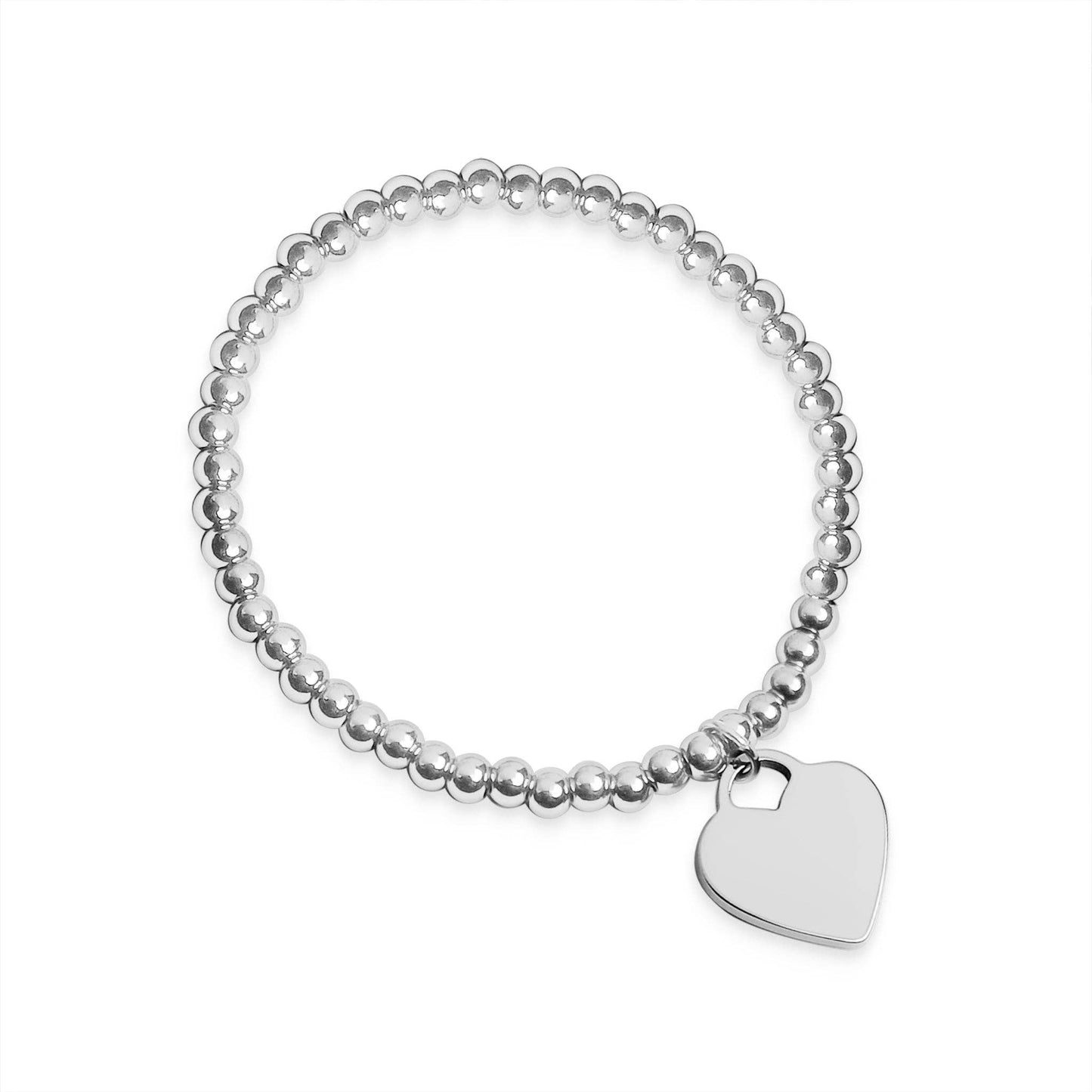 18K Gold PVD Coated Stainless Steel Heart and Bead Stretch Bracelets
