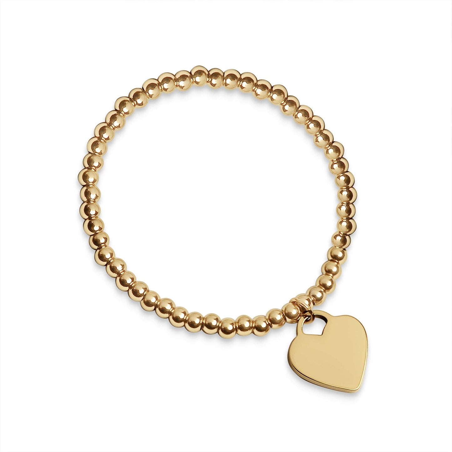 18K Gold PVD Coated Stainless Steel Heart and Bead Stretch Bracelets
