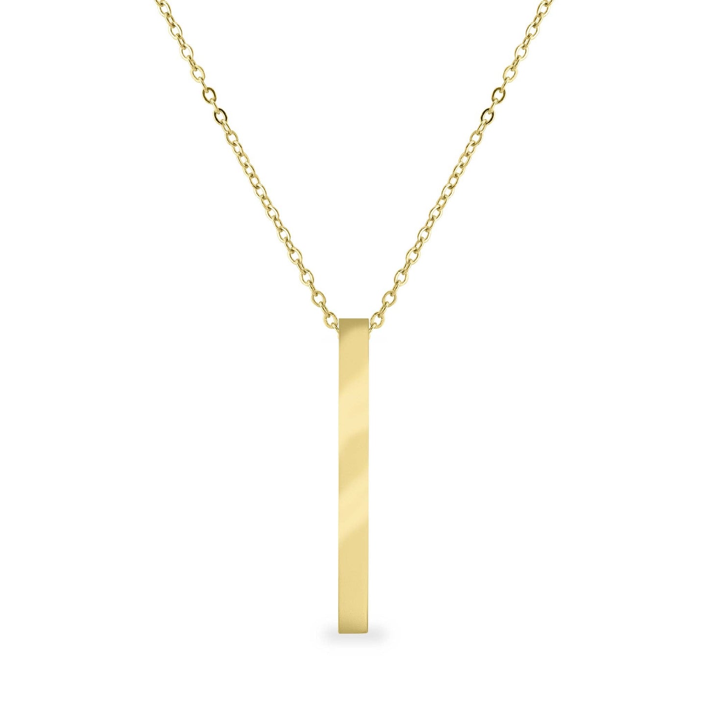 4 Sided Vertical Bar Polished Stainless Steel Necklaces