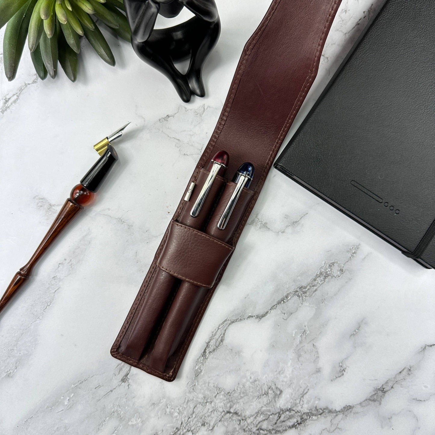 Girologio 2 Pen Antique Brown Leather Case