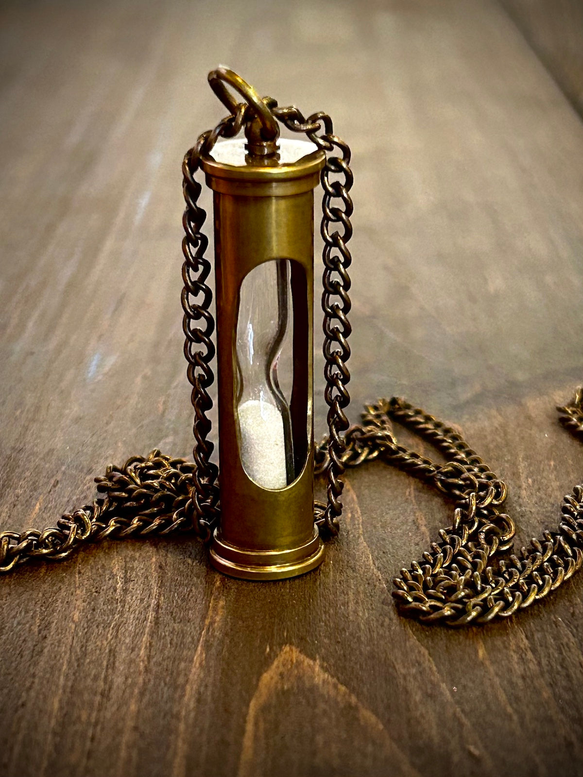 Antiqued Brass Hourglass Necklace