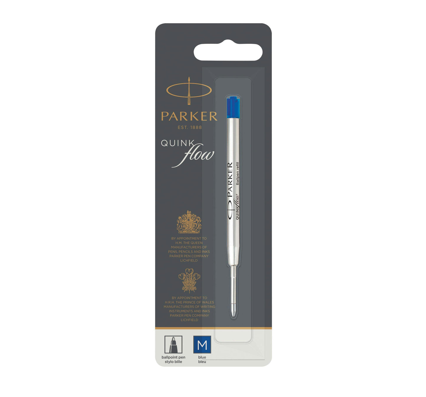 Parker QuinkFlow Blue Ballpoint Refill (Medium Tip)