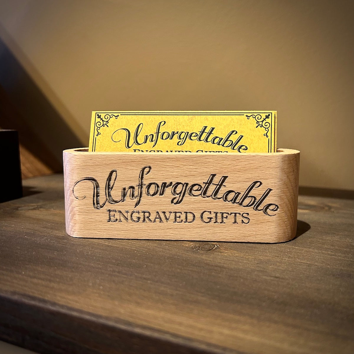 Beech Wood Business Card Stand