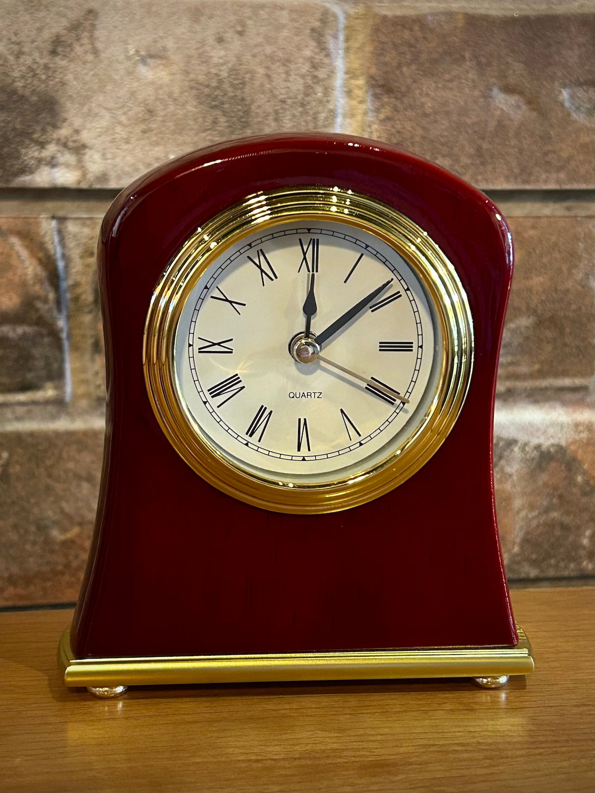 Rosewood Piano Finish Bell Shape Desk Clock