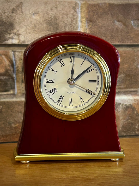 Rosewood Piano Finish Bell Shape Desk Clock