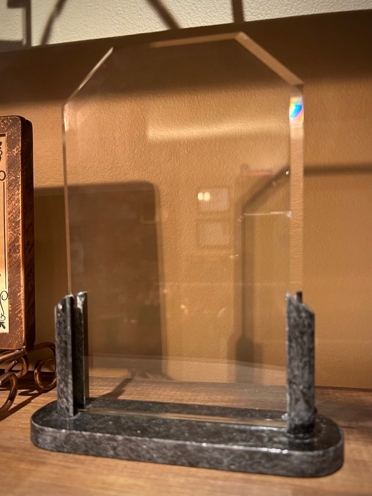 Beveled Glass Award with Black Marble Base