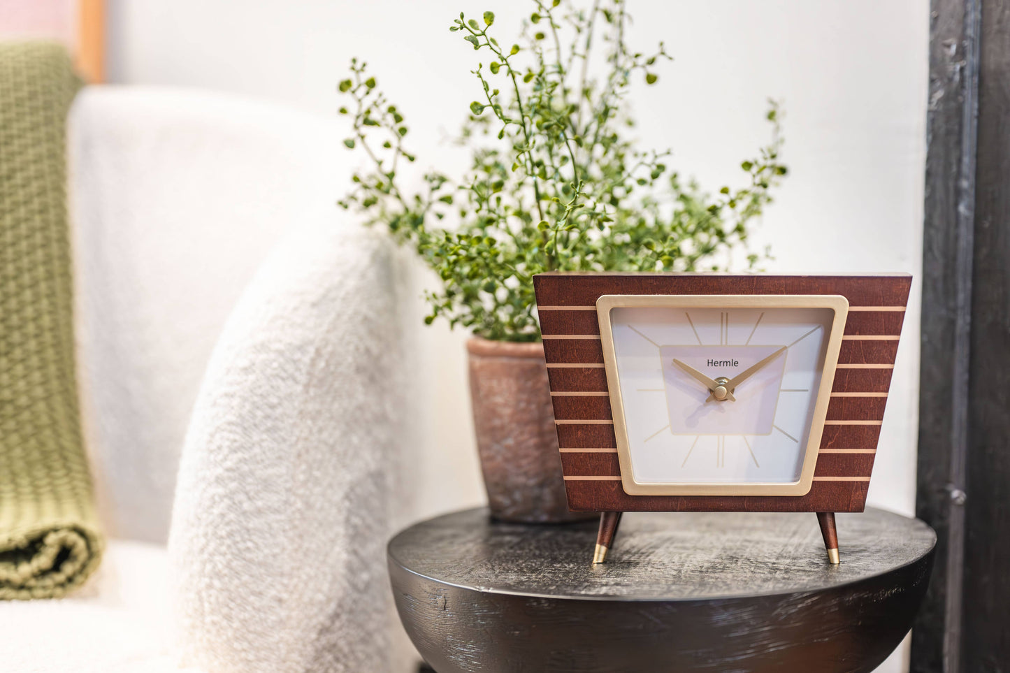 Hermle "Finn" Walnut Mid-Century Retro Table Clock