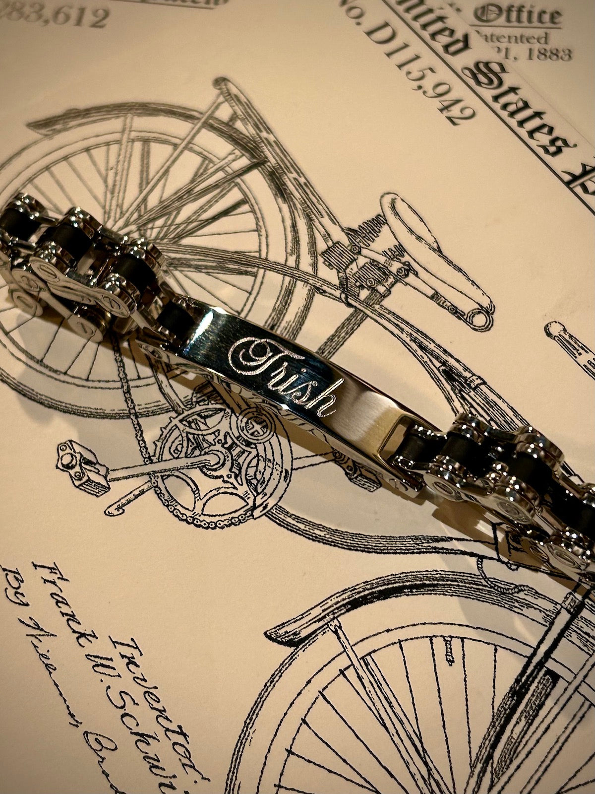 Bicycle Chain Stainless Steel ID Bracelet