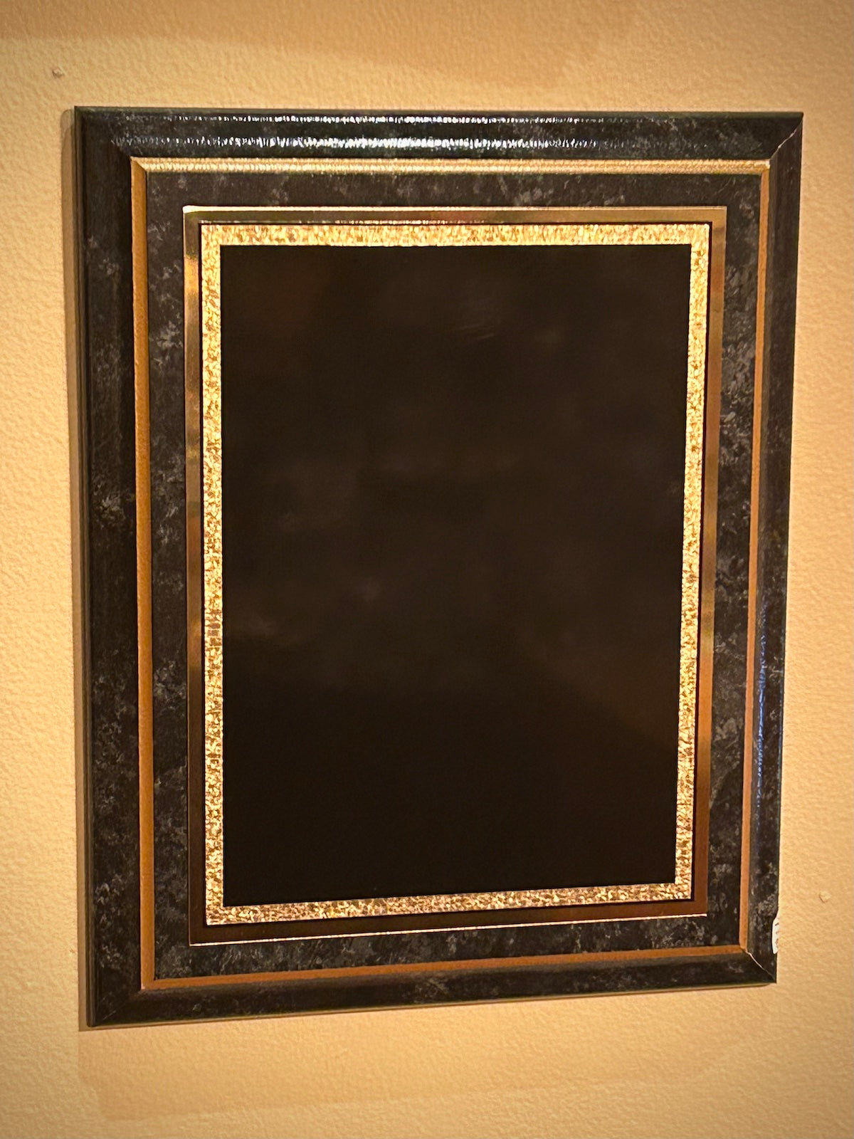 Black Marble Finish Plaque with Gold Cove Edge