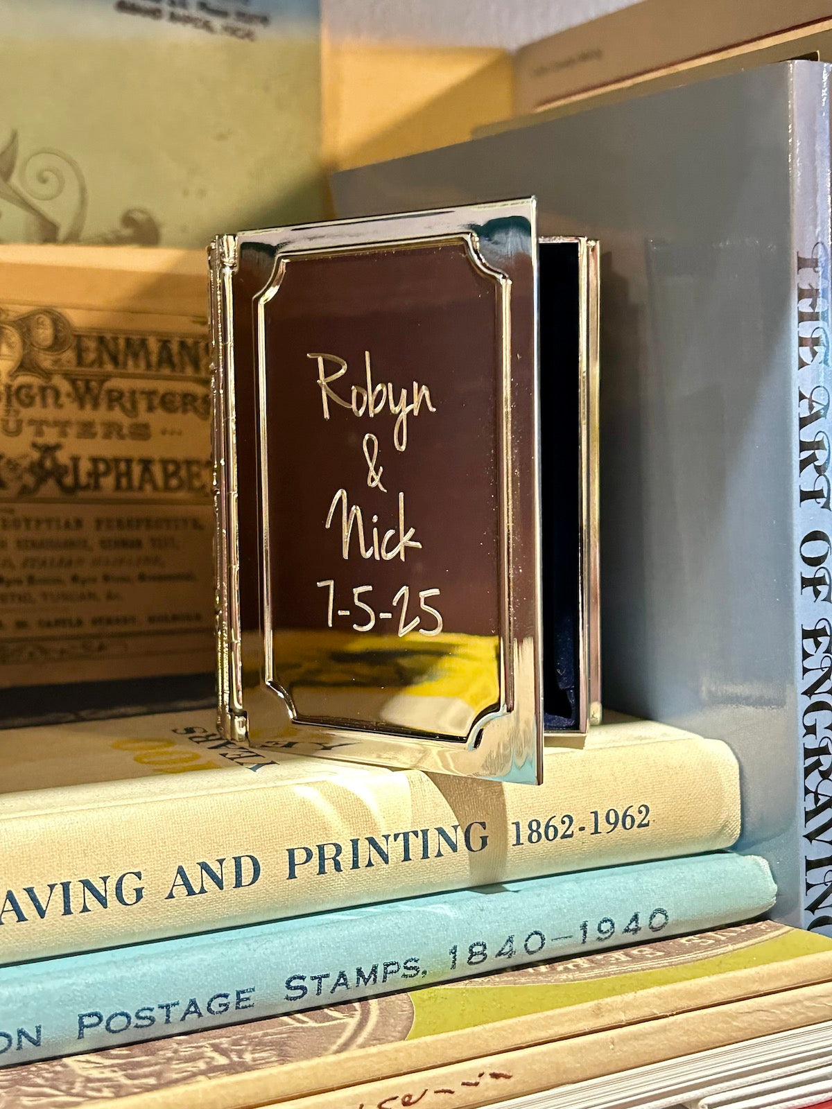 Classic Silver Book Shaped Keepsake Box