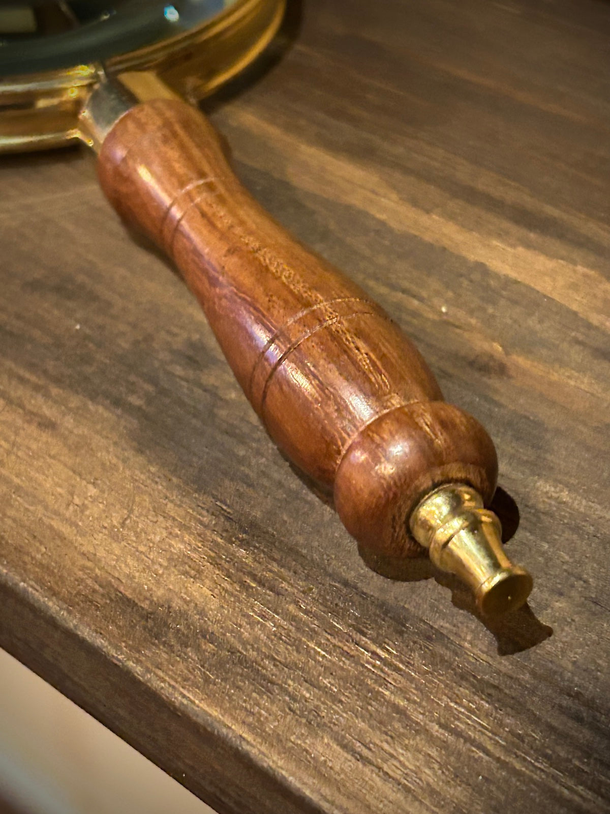 Brass and Turned Rosewood Magnifying Glass with Case