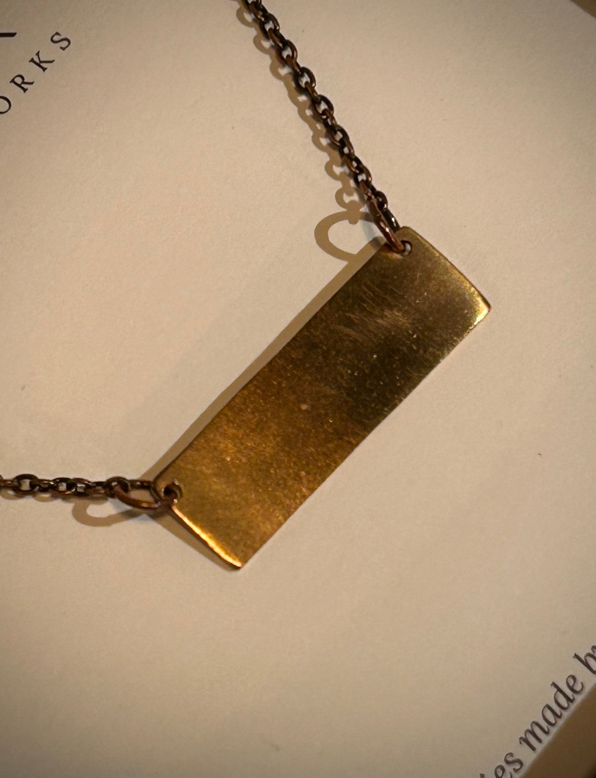 Handmade Bronze Horizontal Bar Necklace