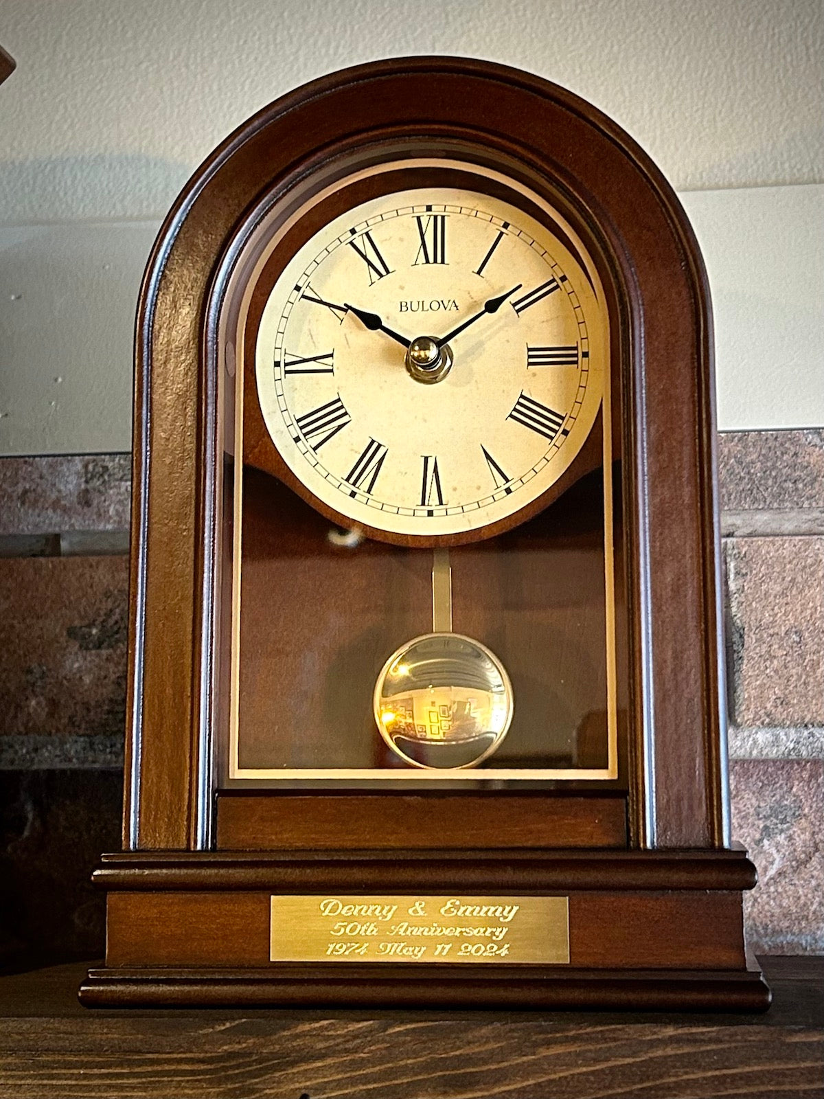 Bulova Hardwick Arch Pendulum Mantel Clock