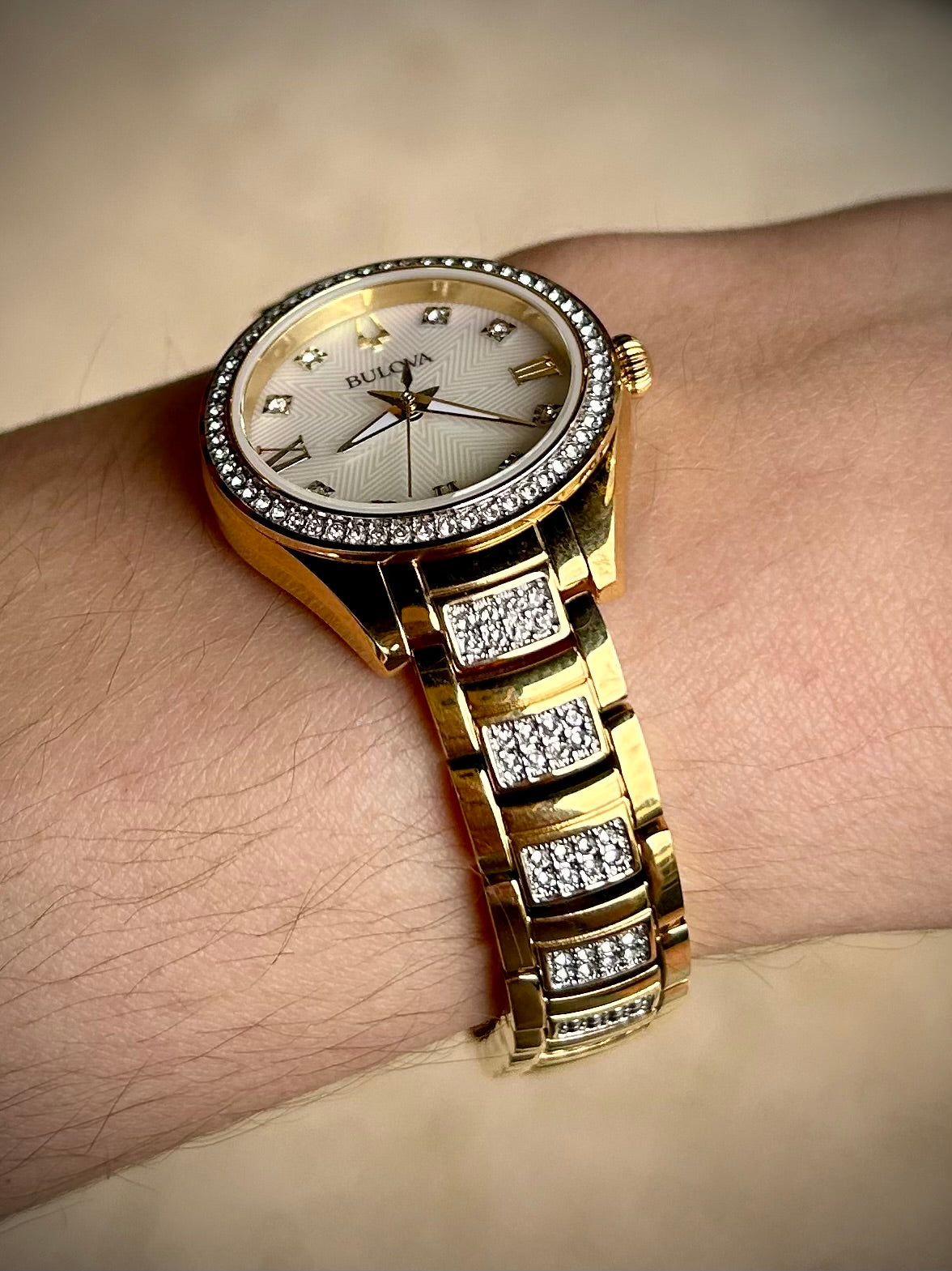 Bulova Ladies Crystal & Gold Watch