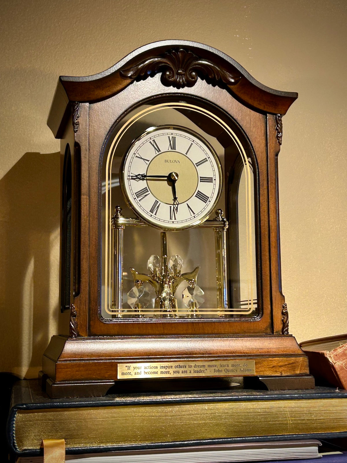 Bulova Durant Old World Chime Revolving Pendulum Wood Clock