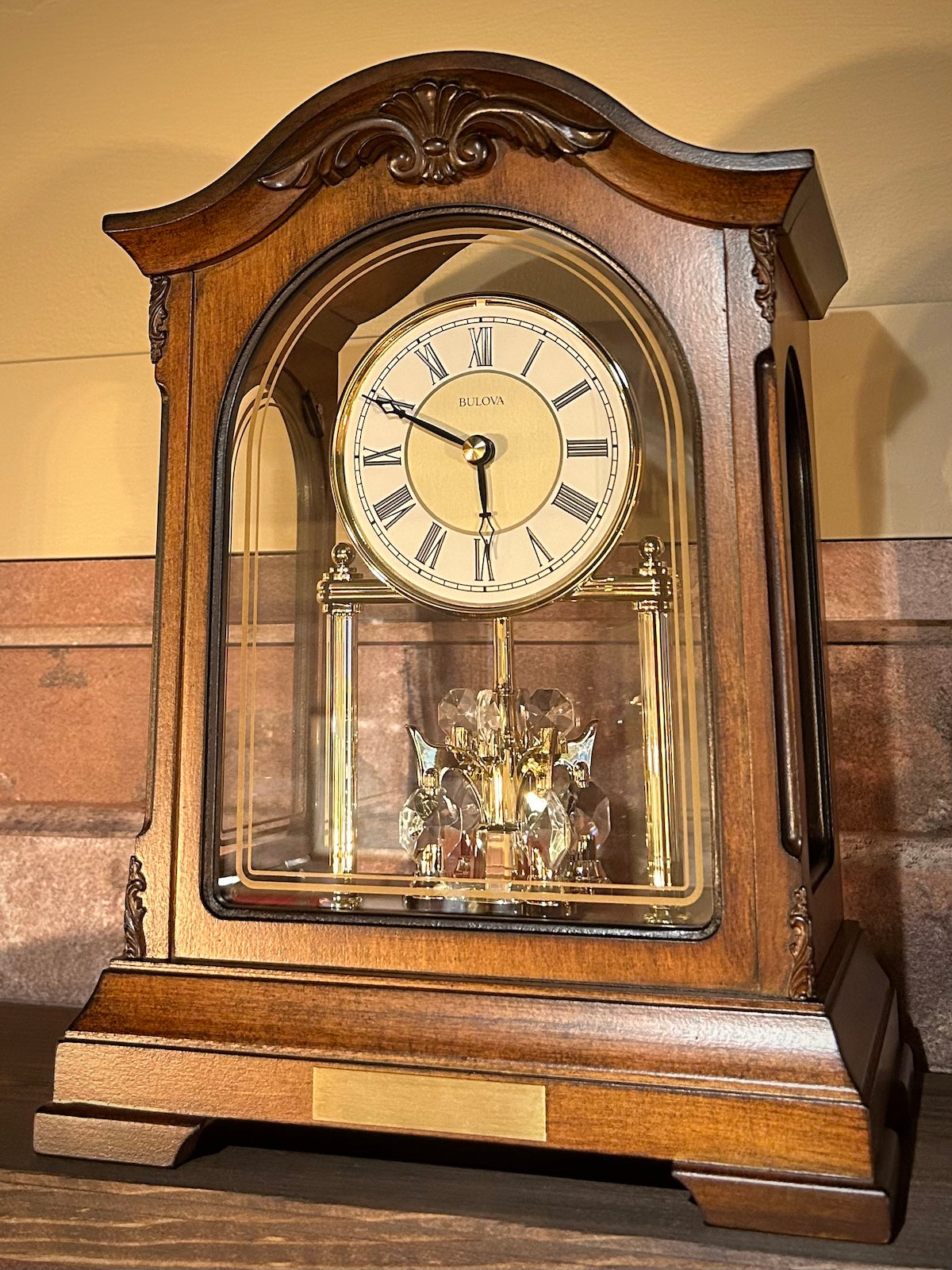 Bulova Durant Old World Chime Revolving Pendulum Wood Clock