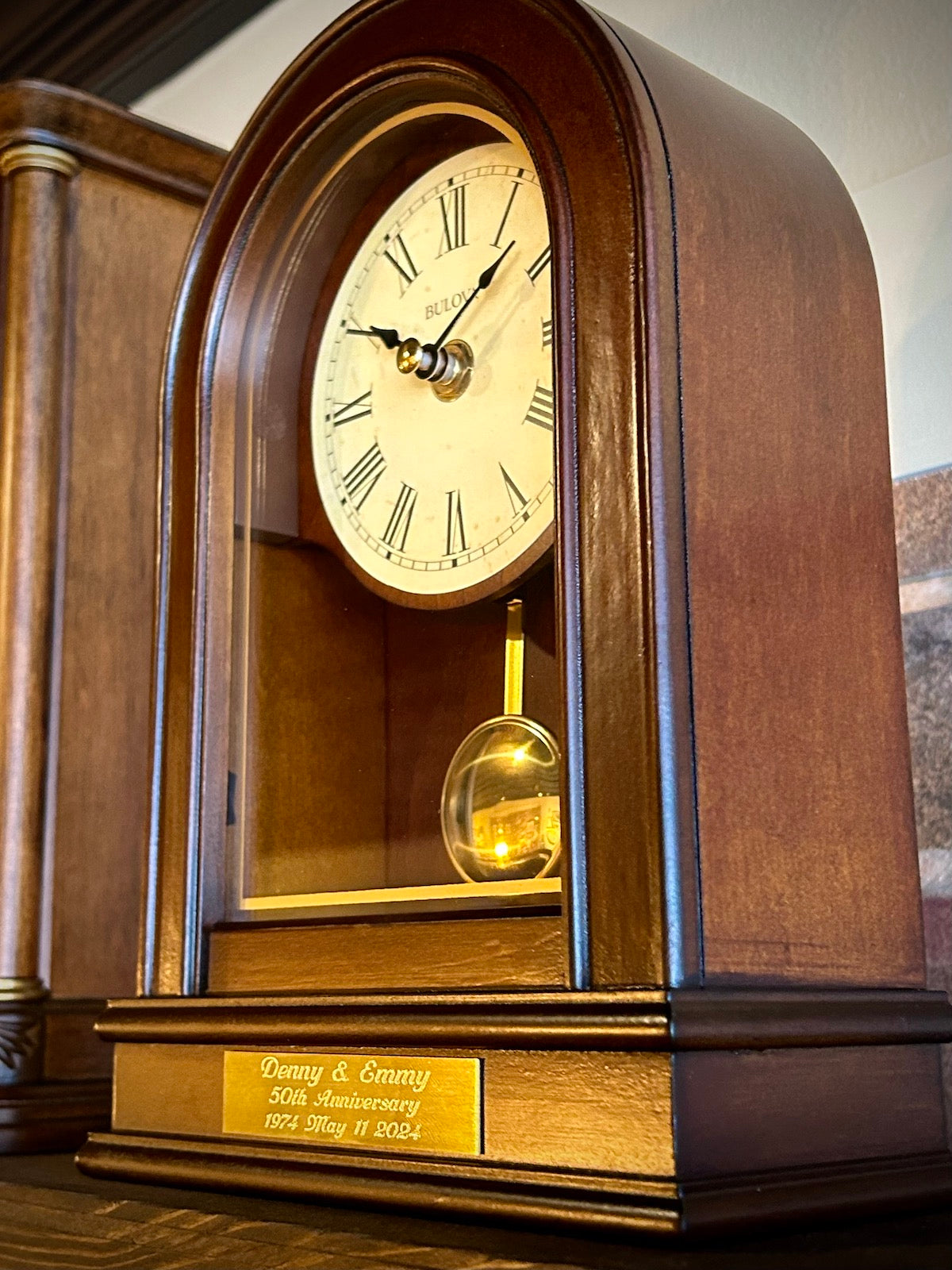Bulova Hardwick Arch Pendulum Mantel Clock