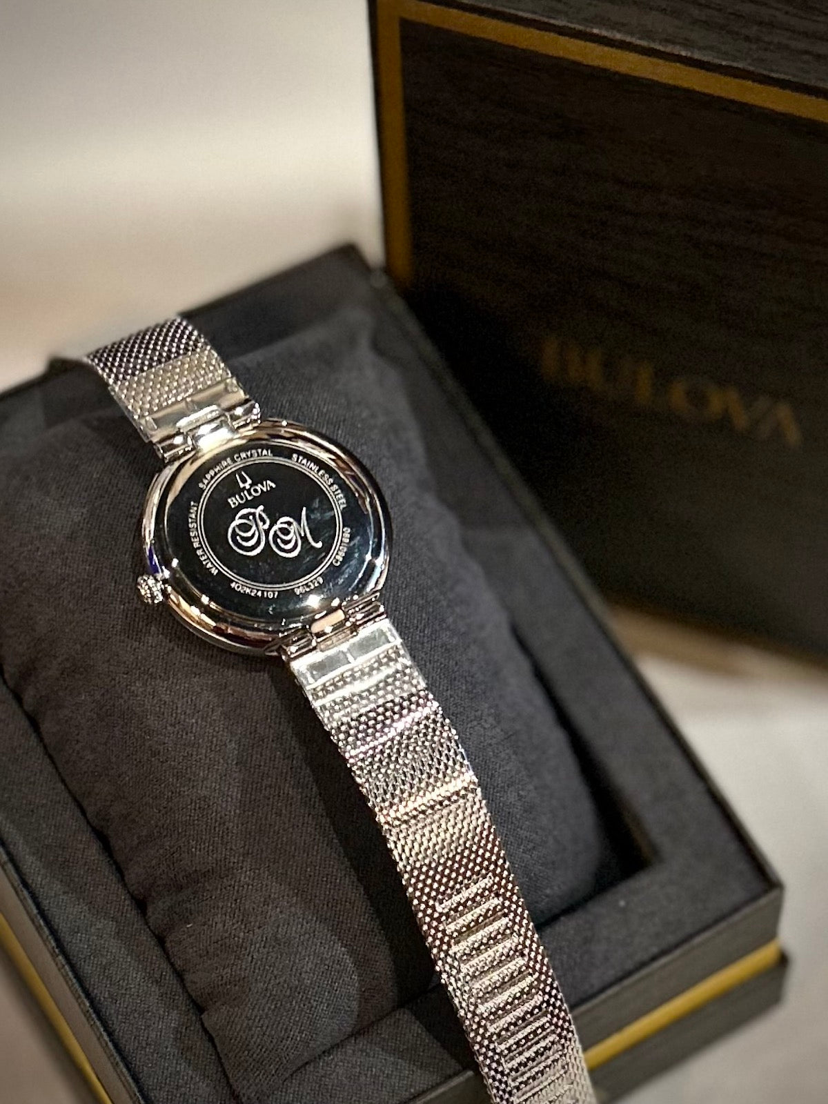 Bulova Ladies Crystal Champagne Silver Watch
