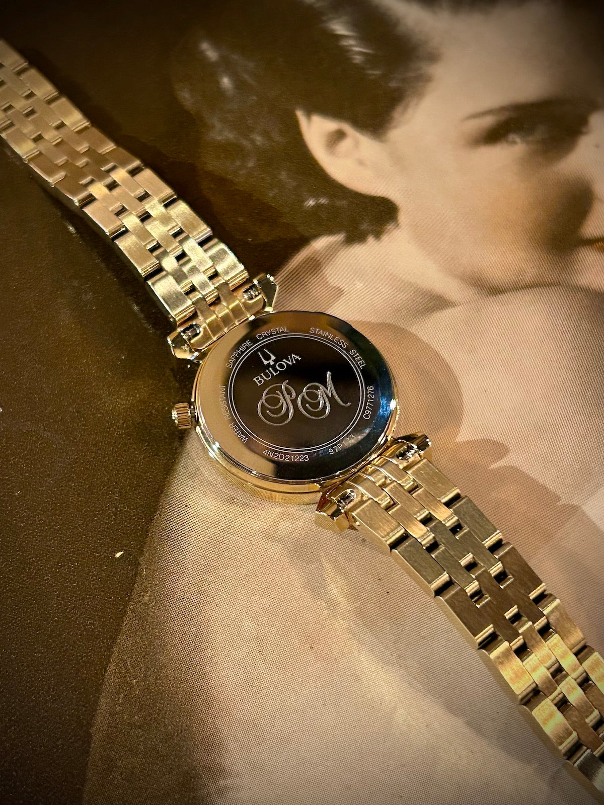 Bulova Ladies Regatta Gold, Diamond & Black Mother of Pearl Watch