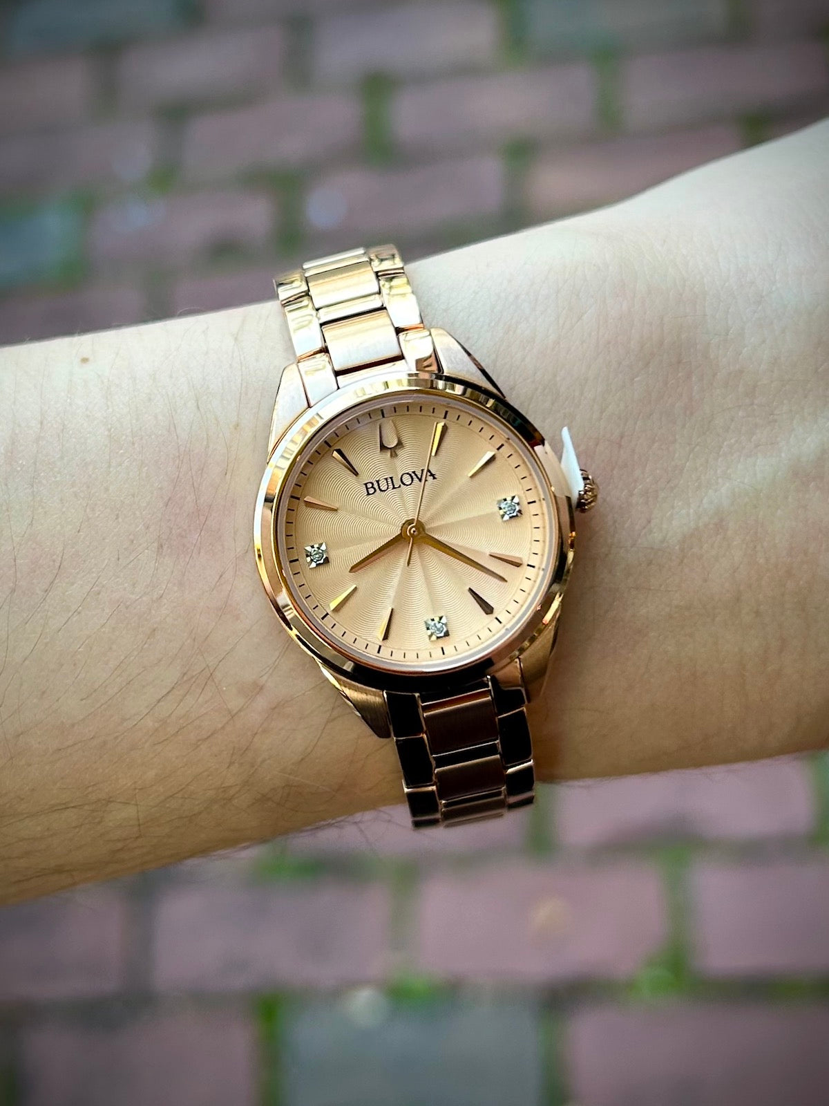 Bulova Ladies Sutton Rose Gold Watch with Diamonds