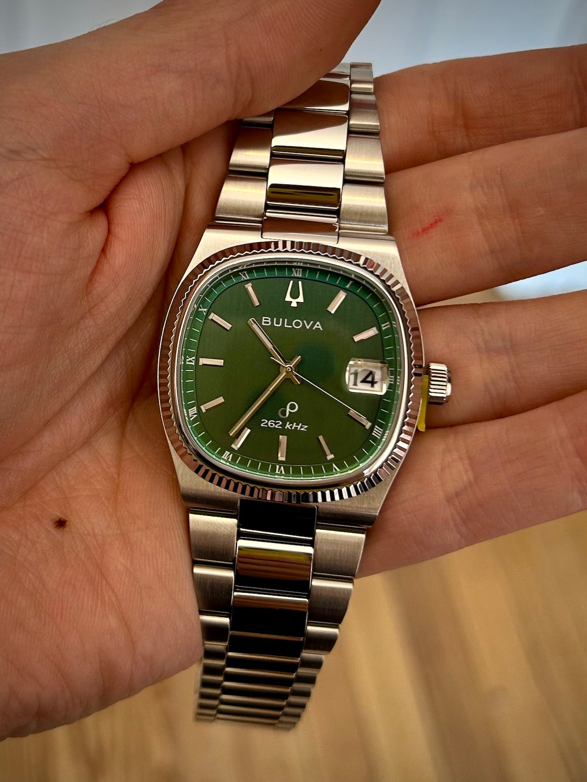 Bulova Super Seville Precisionist Green Dial Stainless Steel Watch Unforgettable Engraved Gifts