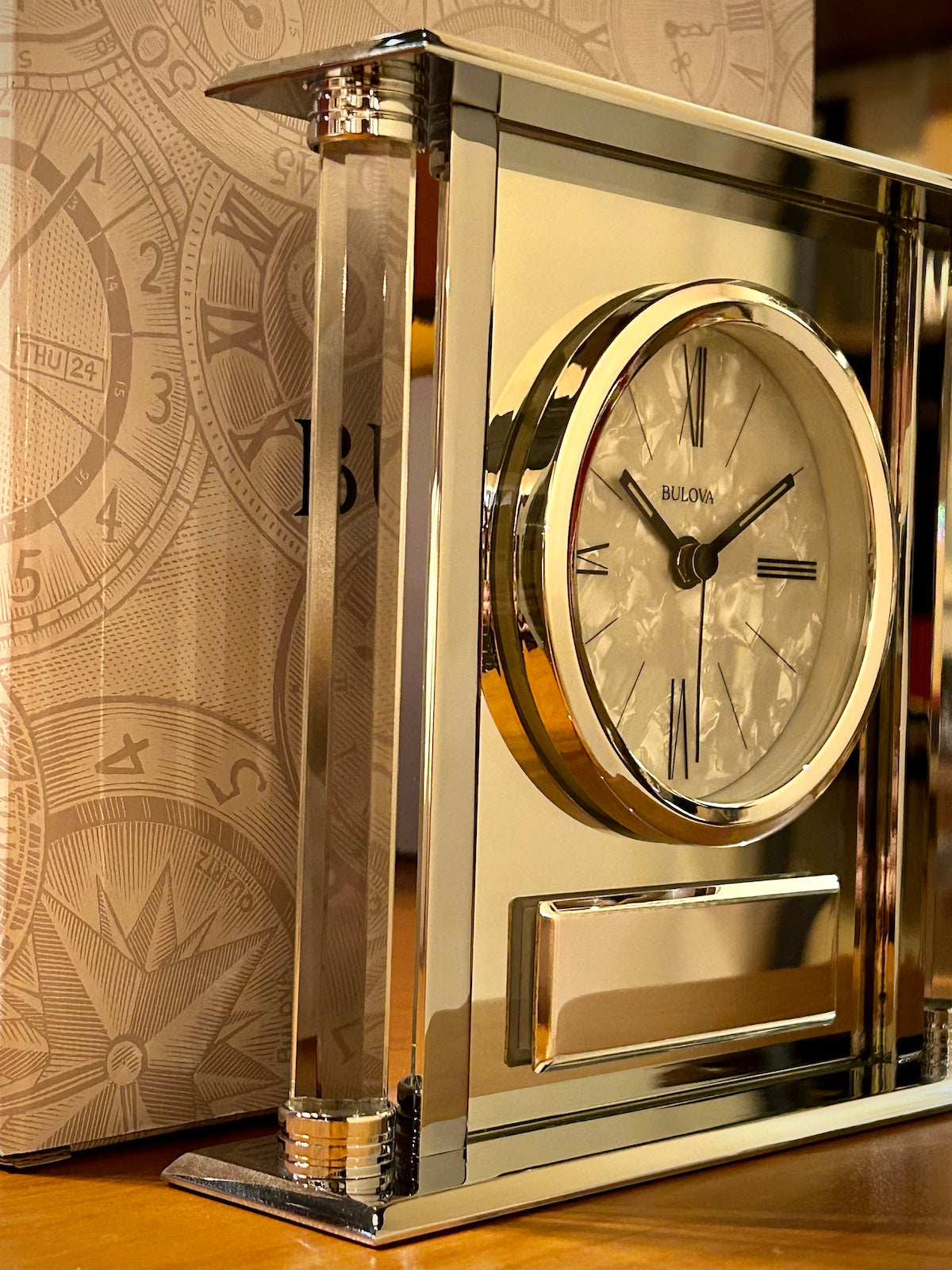 Bulova Mother of Pearl Dial Silver Clock