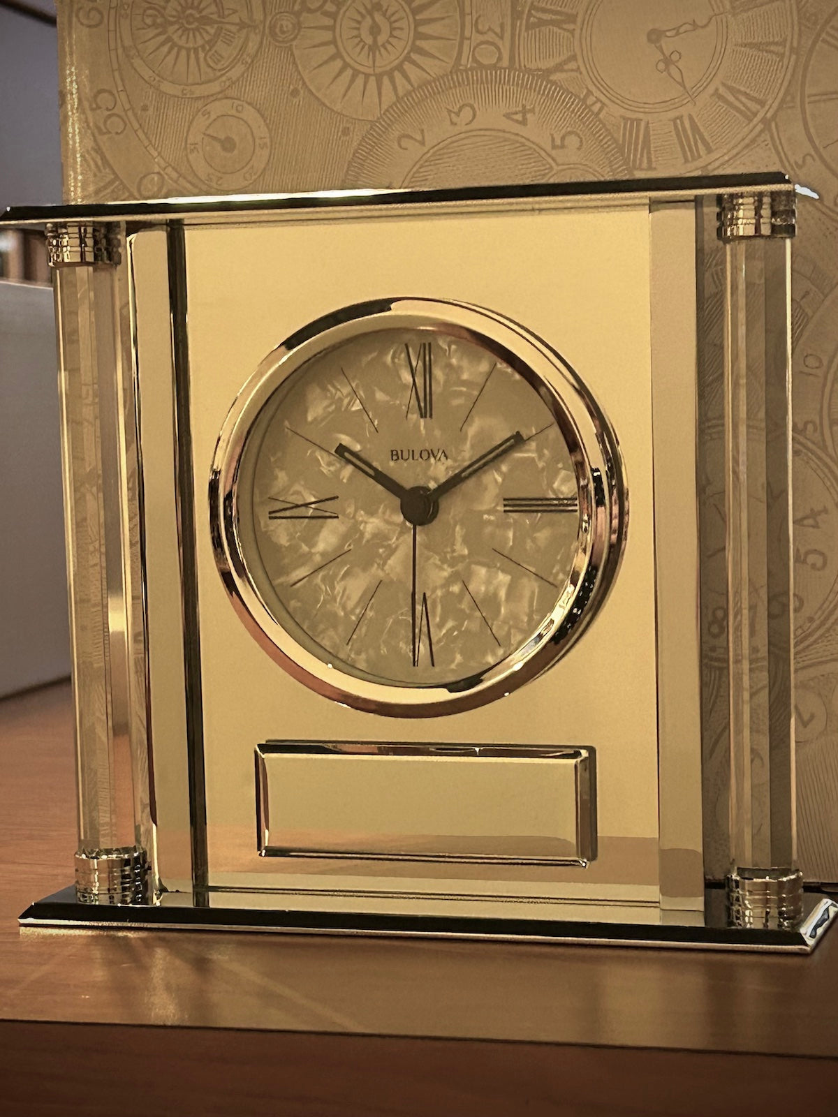 Bulova Mother of Pearl Dial Silver Clock – Unforgettable Engraved