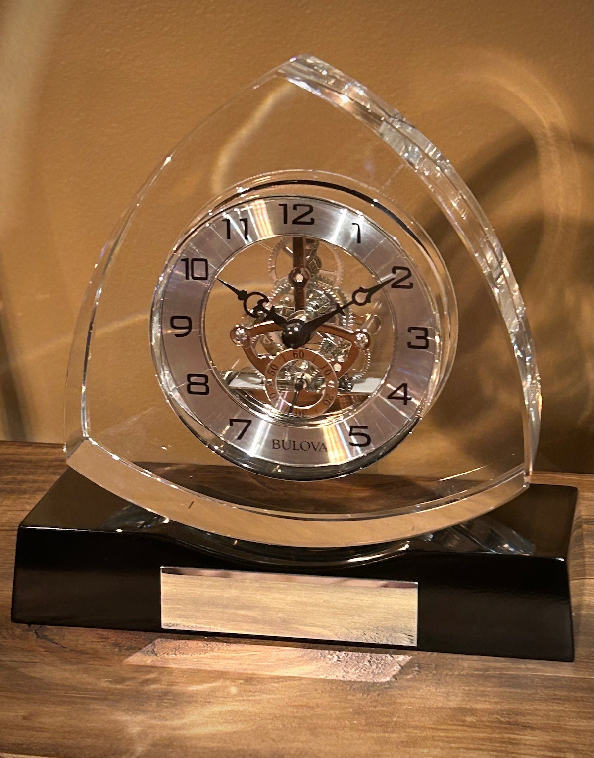 Bulova Trident Crystal Skeleton Clock
