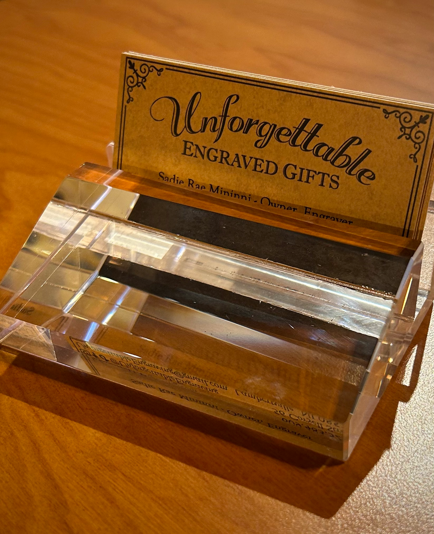Crystal Desk Business Card Holder