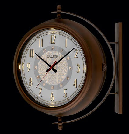 Bulova Town Crier Bronze Outdoor Double-Sided Clock Thermometer